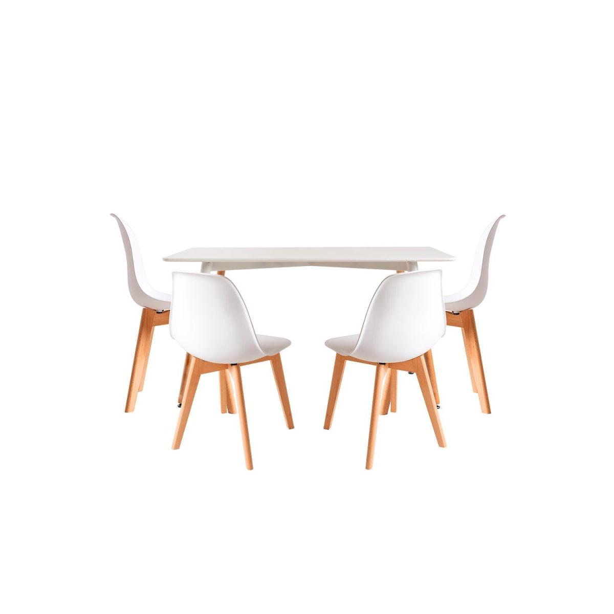 Regalos Miguel - Conjuntos de mesa y sillas - Conjunto Mesa Tower Rectangular 120 x 80 cm Blanca y Pack 4 Sillas Kelen - Blanco