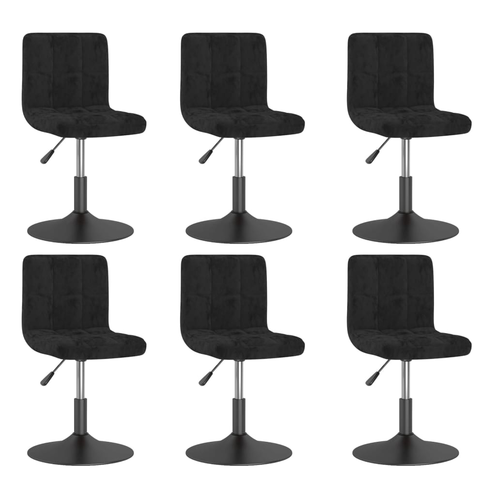 vidaXL Sillas de comedor giratorias 6 unidades terciopelo negro