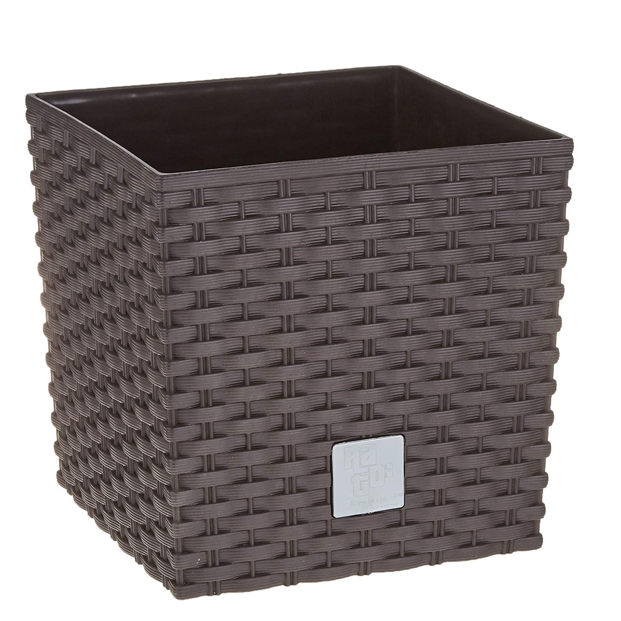 Maceta Prosperplast Rato Quadro Bajo 15,8L con Cubilete para Plantar en Ocre Oscuro