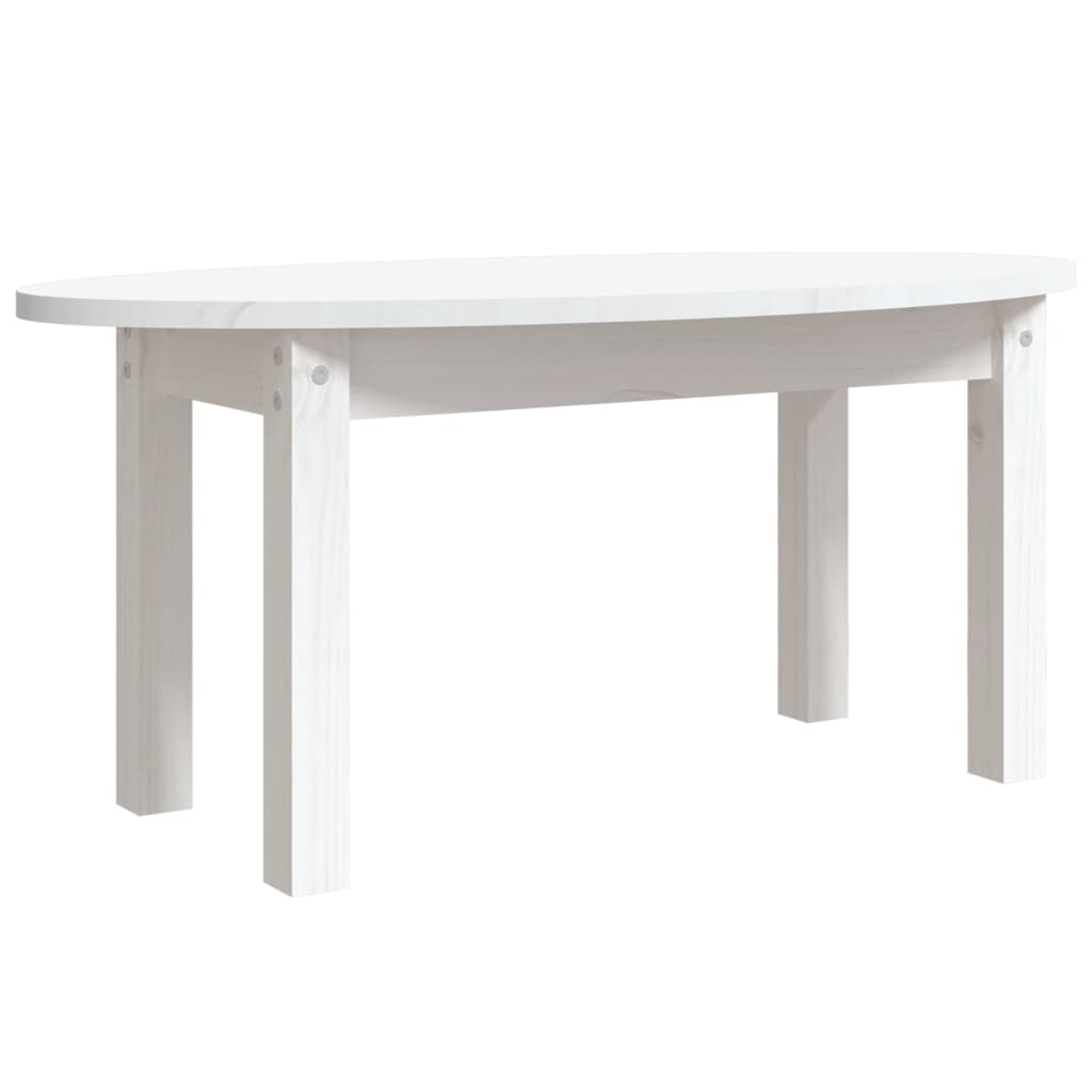 Vidaxl Mesa de Centro de Madera Maciza de Pino 80x40x35 Cm Blanco