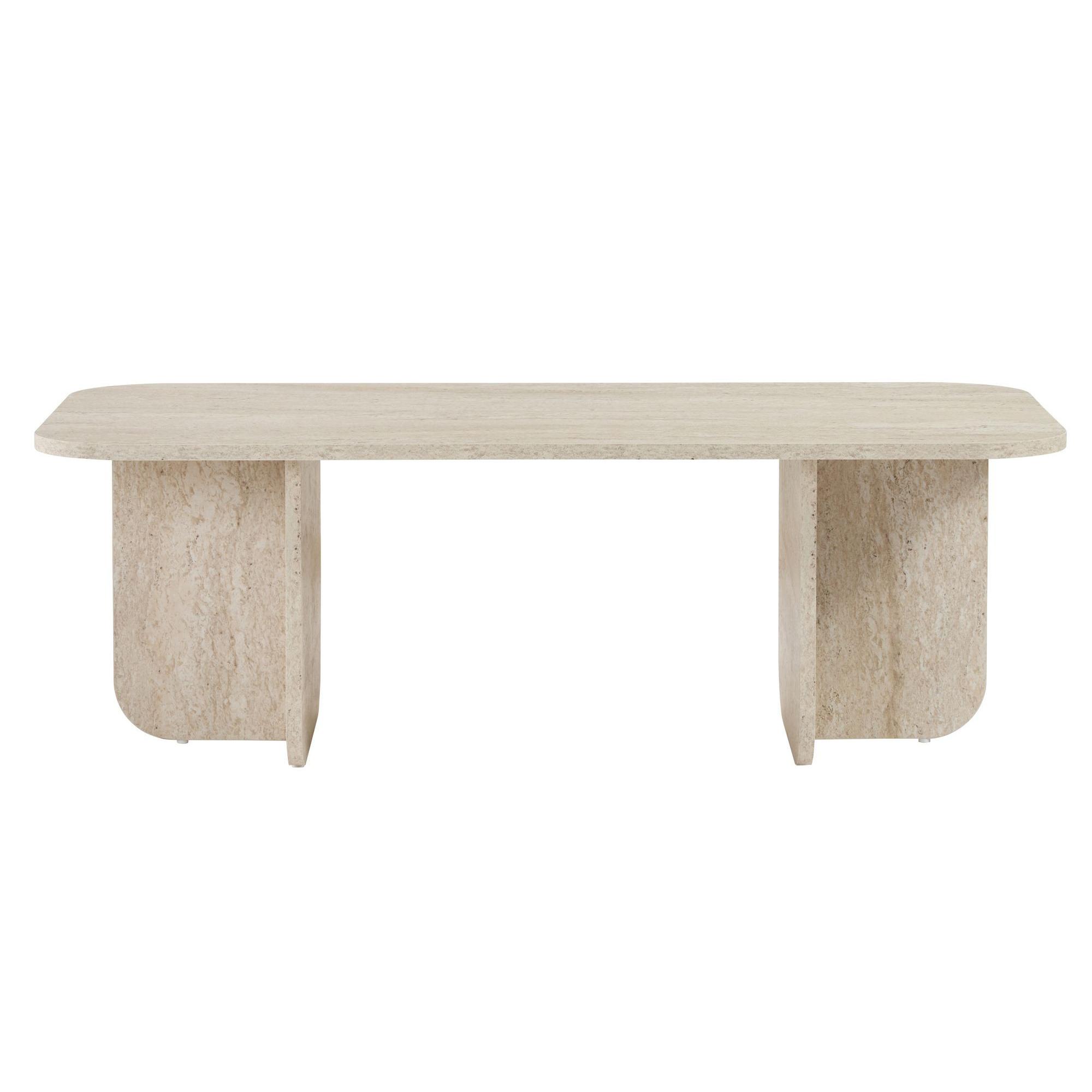 Habitat y Jardin - Mesa baja de madera "Akira" 120 x 60 x 41 cm - Travertino