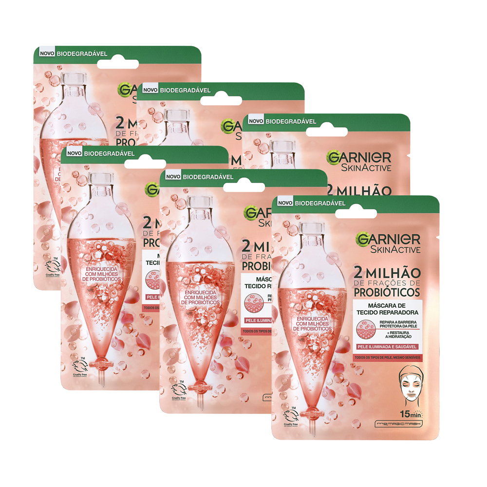 Garnier Tissue Mask Mascarilla Facial de Tejido Reparadora con 2 millones de fracciones de Probióticos para una Piel Iluminada y Saludable