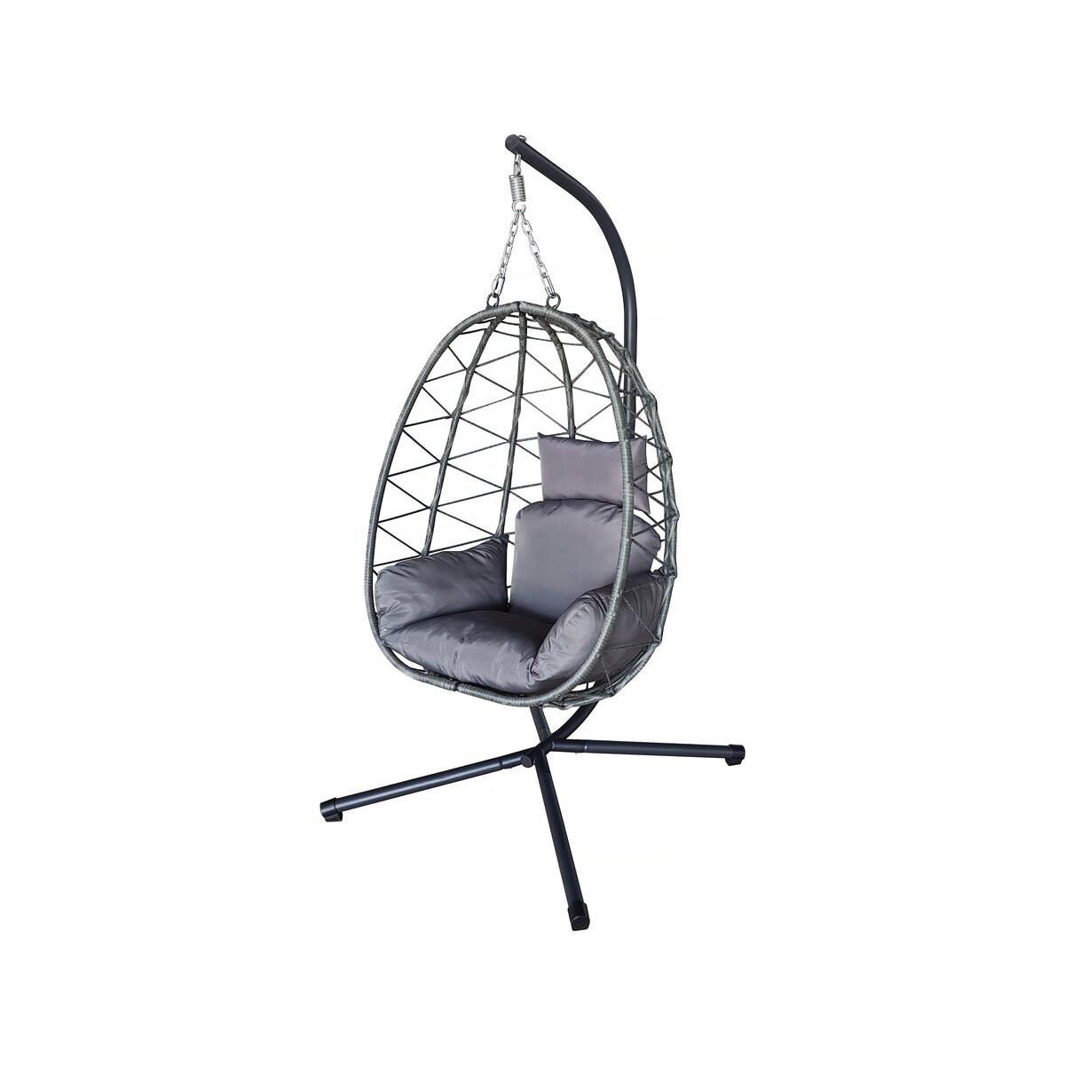 Habitat y Jardin - Silla huevo de ratán "Cosi" - 99 x 92 x 194 cm - Gris
