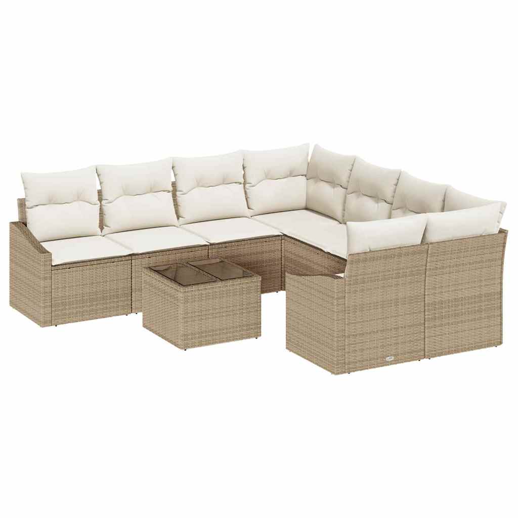 vidaXL Juego de Sofá con cojín 9 pcs Beige y Crema ratán sintético