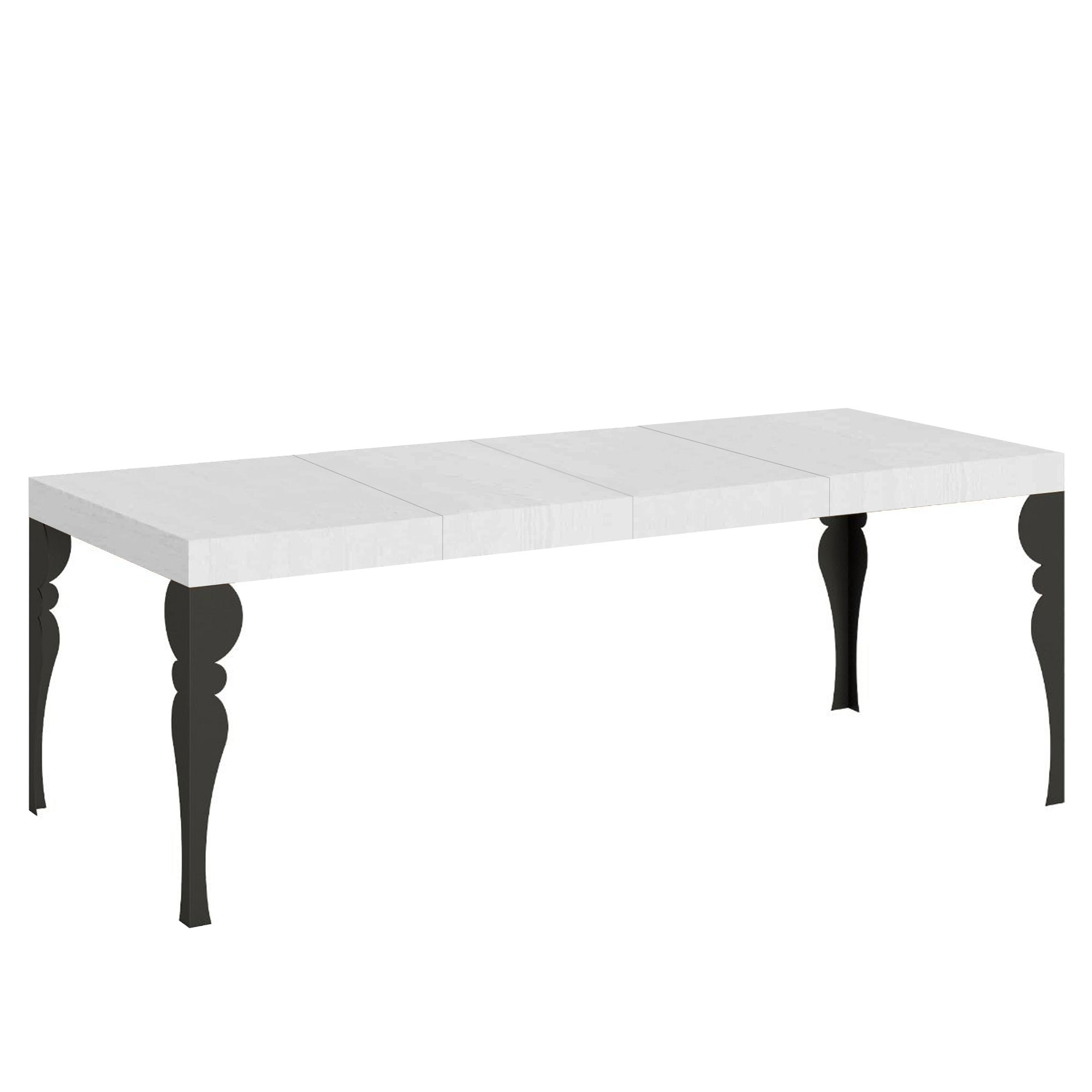 Mesa extensible Paxon Premium 160/420x90 cm fresno blanco patas antracita - Itamoby
