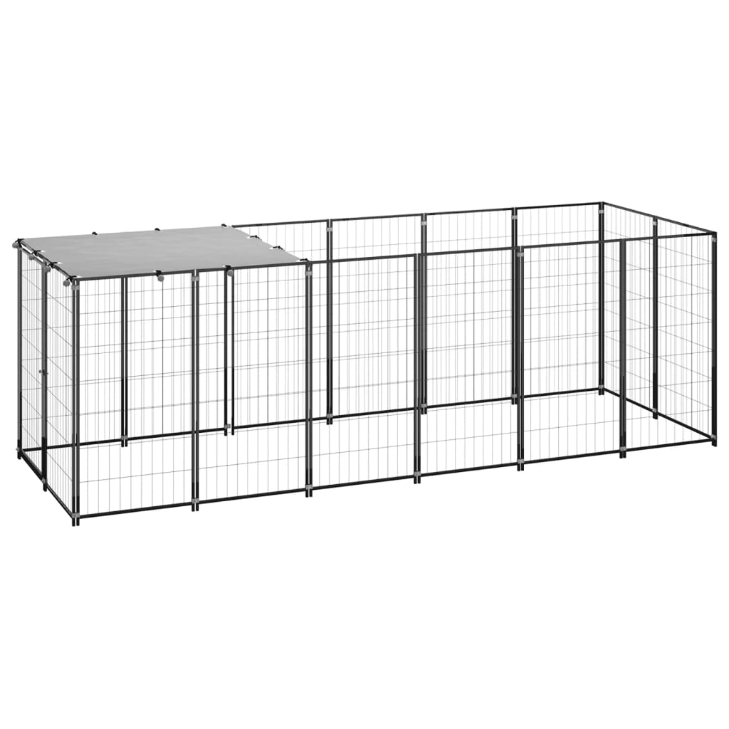 vidaXL Perrera de Acero 330x110x110 cm Casa Jaula Perro Cachorro Mascota Color Plateado,  Negro, y mas