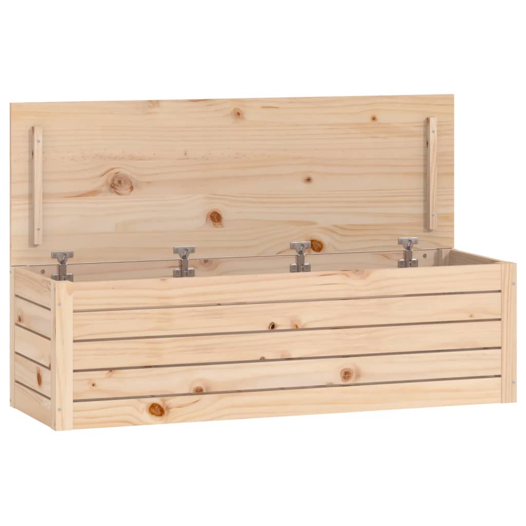 vidaXL Caja de almacenaje madera maciza de pino 109x36,5x33 cm en color Blanco/Natural