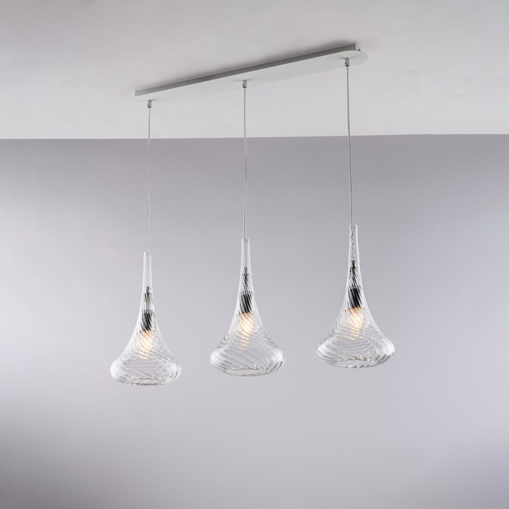 Transparente Nemesis 3 Luces E27 lámpara de Pista Contemporánea