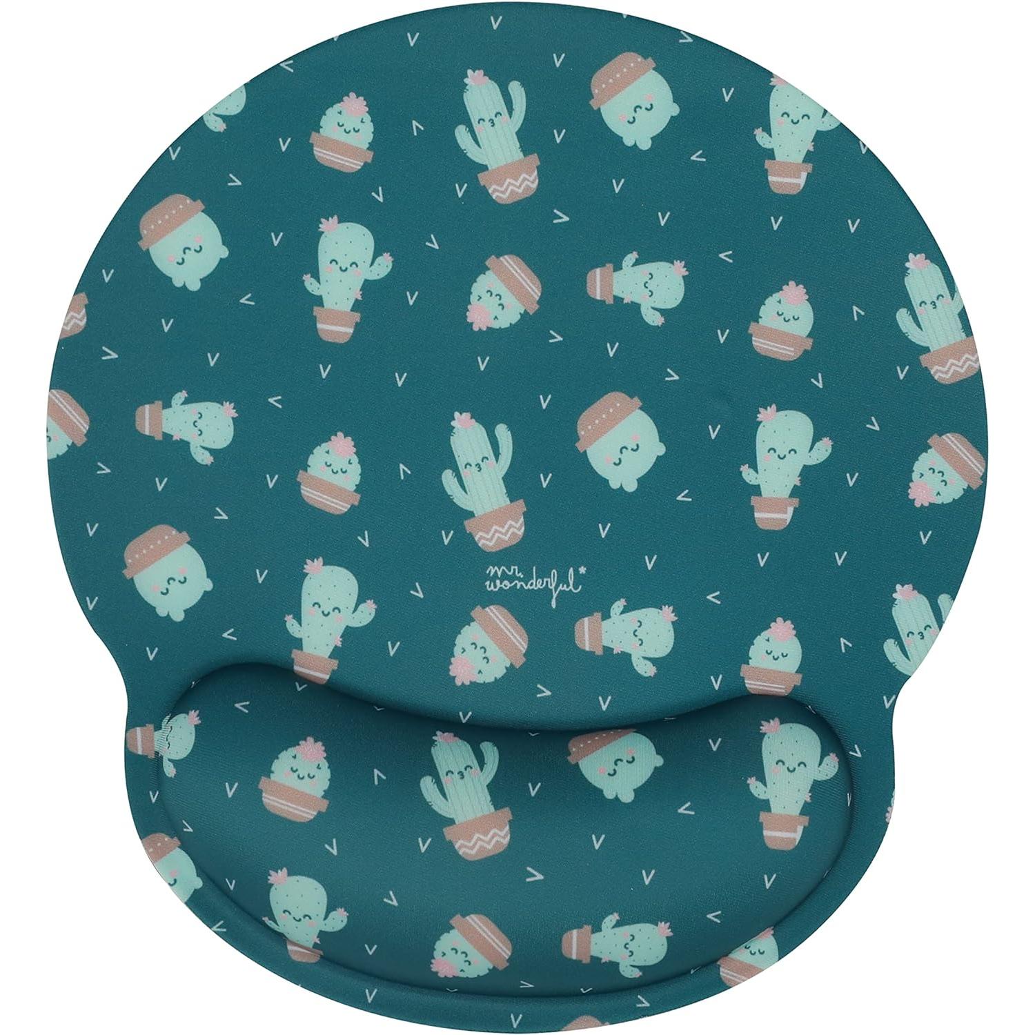 WONDEE - MR WONDERFUL Alfombrilla Ratón Reposamuñecas Gel Ergonómica con Diseño de Cactus - Exclusividad y Alegría en tu Escritorio y Oficina - Mr Wonderful Regalos Originales para Niñas, Adolescentes y Mujeres
