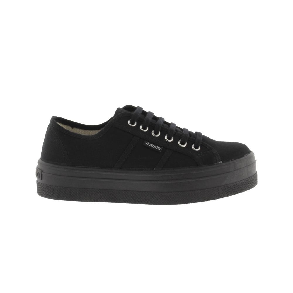 Victoria Barcelona Zapatillas de lona negro monocromo con plataforma 109201