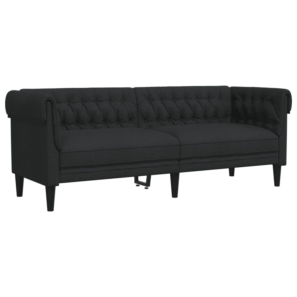 vidaXL Sofá Chesterfield de 3 plazas tela negro