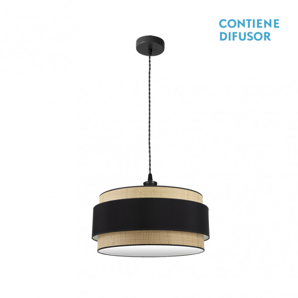 Colgante regulable modelo Kandy 2xE27 Natural/negro FABRILAMP