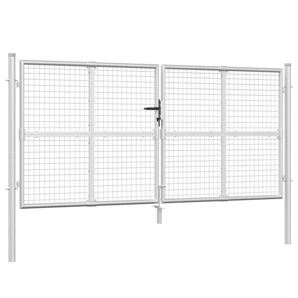 vidaXL Puerta de malla de jardín acero galvanizado 300x175cm Color Plateado,  Antracita, y mas
