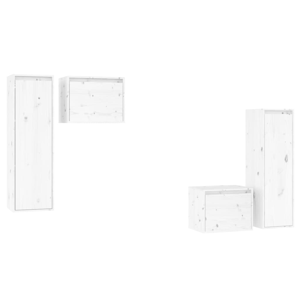 vidaXL Muebles para TV 4 piezas madera maciza de pino, Mueble de Salon, Mueble TV, Mueble TV salon, Mesa de TV, Mueble tele