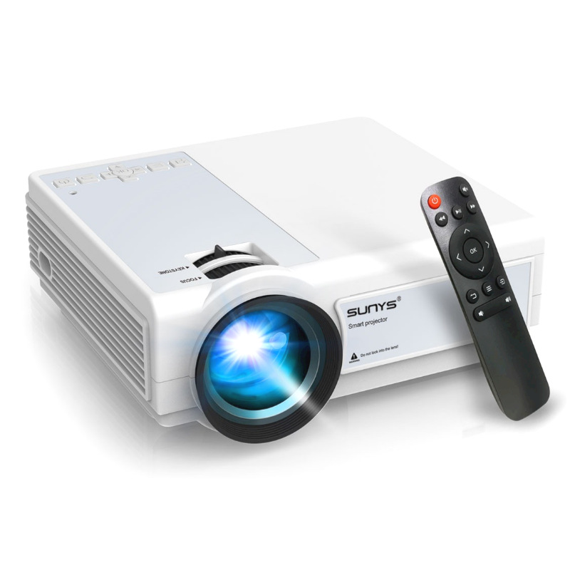 Proyector Inteligente 1080P Nativo con Soporte 4K, WiFi 5G y Bluetooth 5.0, Android TV Integrado, Altavoces Estéreo SRS de 3W, Brillo 12.000L, Zoom 50%-100%, Pantalla de 40 a 200”, Portátil con Bolsa y Trípode, Cine en Casa, Exterior, Gaming y Fiesta