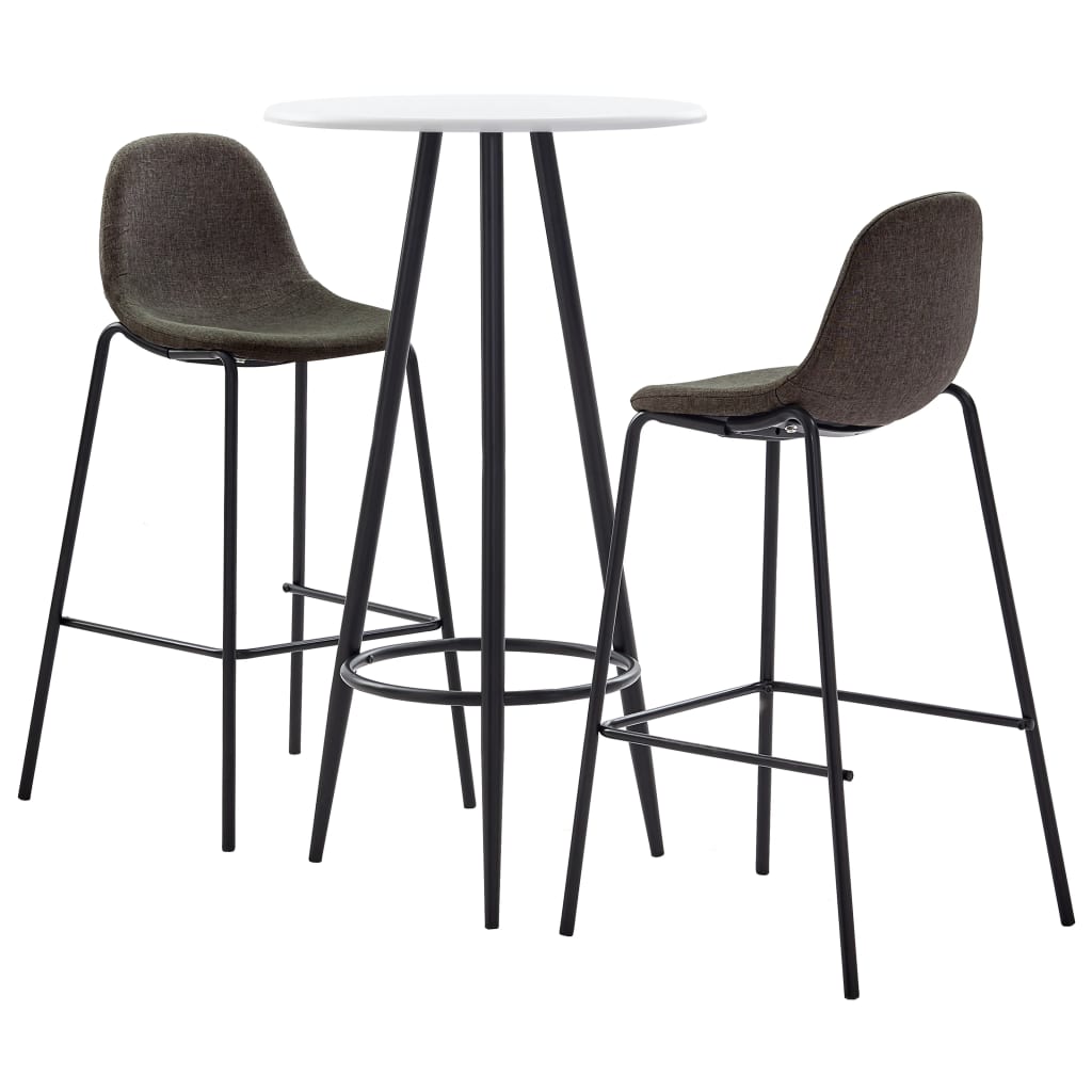 vidaXL Juego de mesa alta y taburetes 3 piezas tela gris oscuro