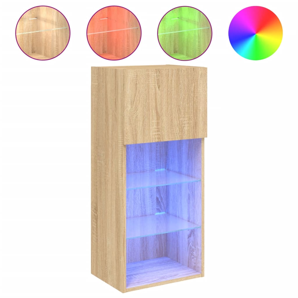 vidaXL Mueble para TV con luces LED 40,5x30x90 cm, Mueble de Salon, Mueble TV, Mueble TV salon, Mesa de TV, Mueble tele