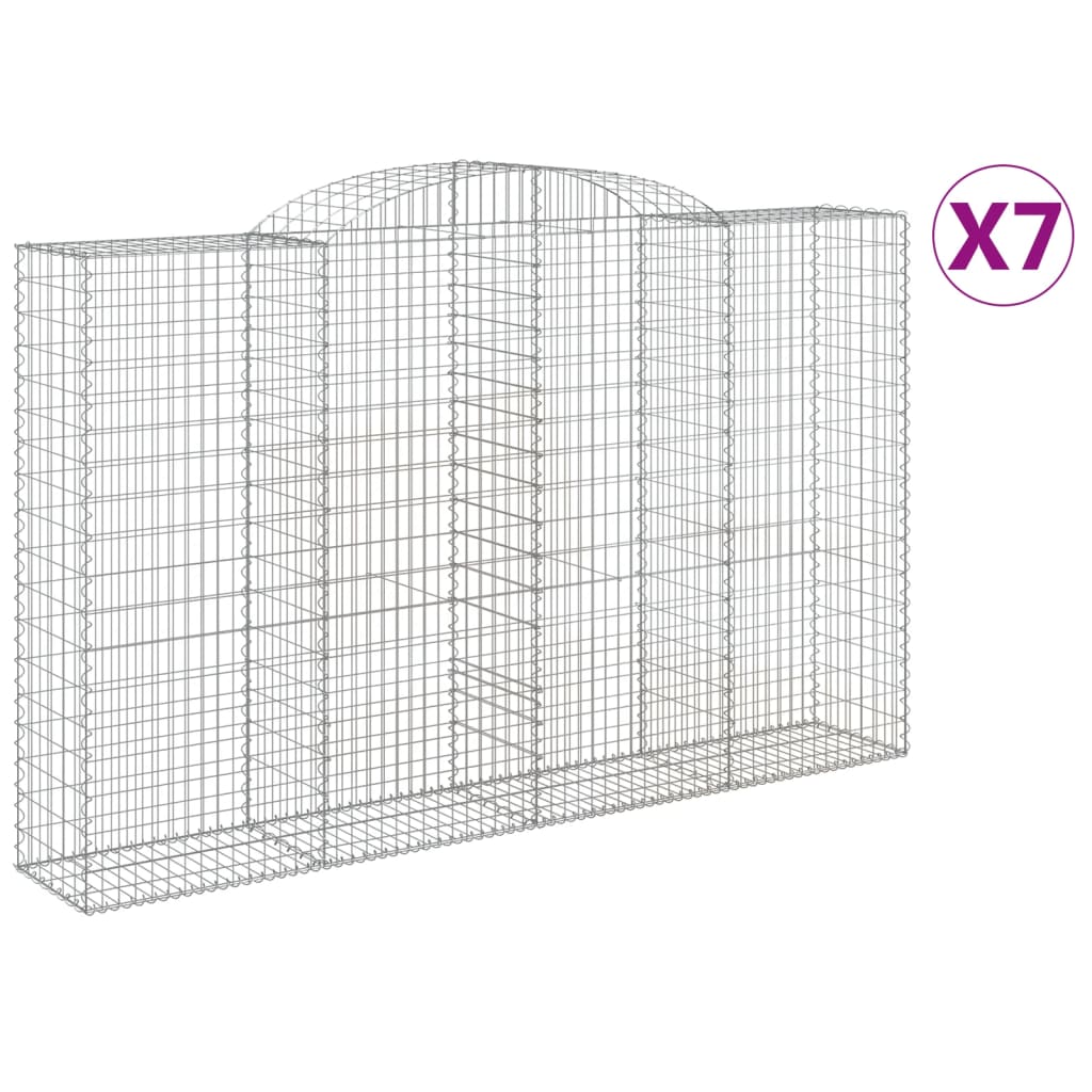 Vidaxl Cestas de Gaviones en Forma de Arco, 7 Uds, Hierro, 300 X 30 X 40/60 - 300 X 30 X 80/100 Cm