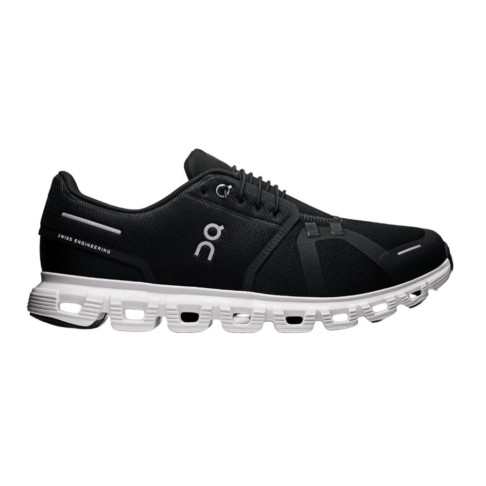Zapatillas Negras On Running Cloud 6 Black/White Men Ajuste Holgado