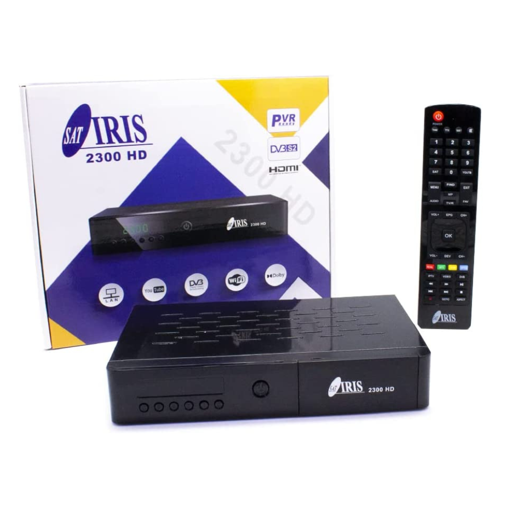 Receptor satélite  Iris 2100HD, FullHD, Conexión HDMI 1.4, RCA, USB 2.0,  WiFi incorporado, Negro