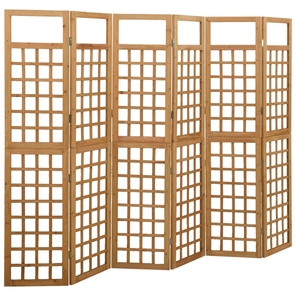 vidaXL Biombo/Enrejado de 6 paneles madera de abeto 242,5x180 cm en color Marrón/Gris/Negro