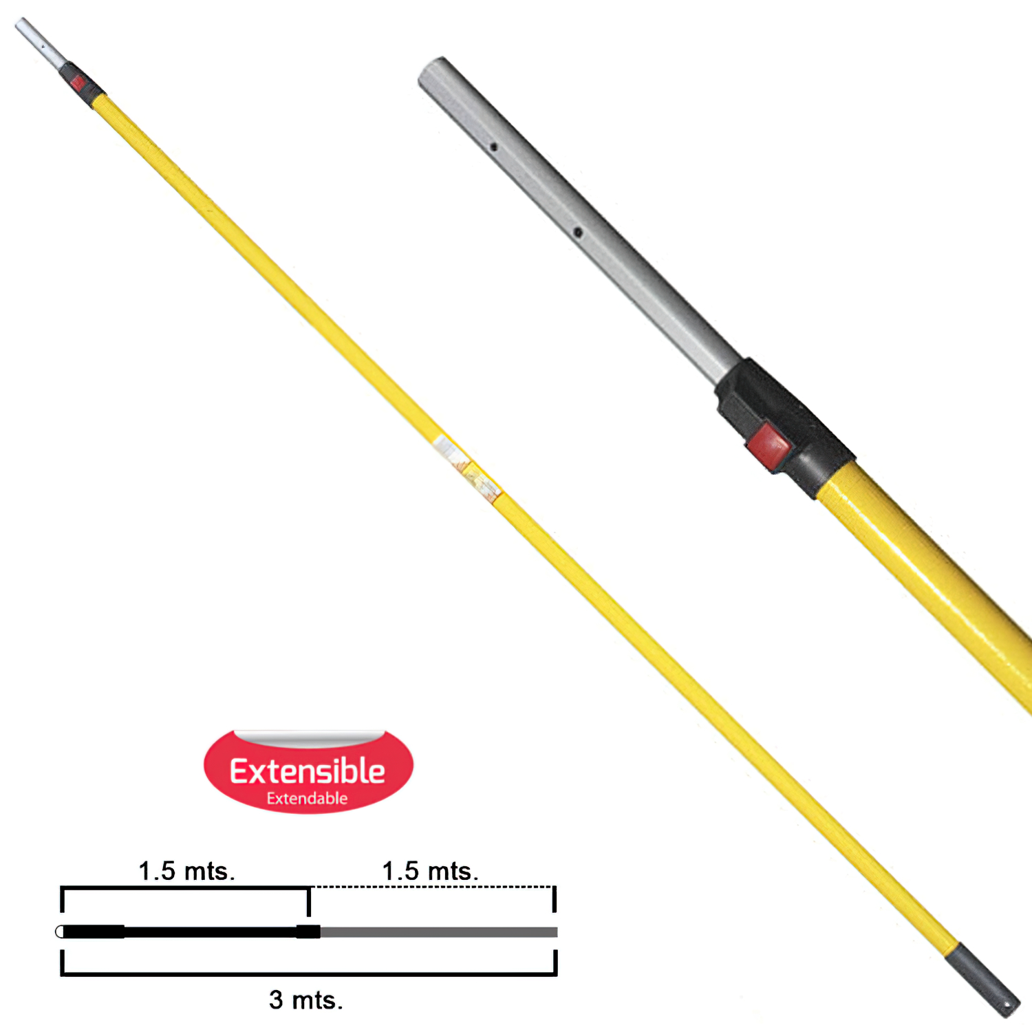 SANCO STORE - SAMURAI Mango Samurai Extensible Aluminio 1,5+1,5 Metros