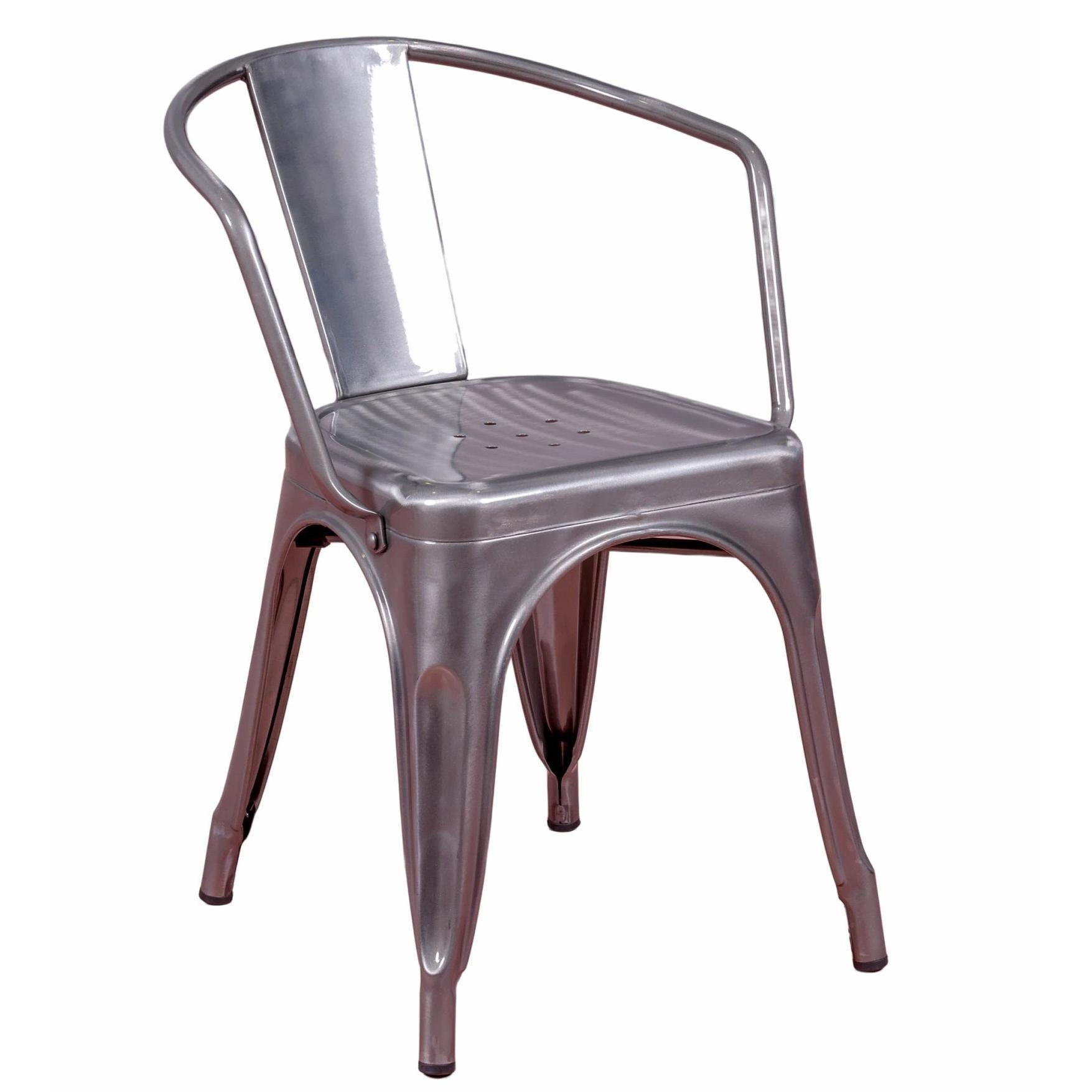 Nest Dream - Silla industrial con reposabrazos en acero metalizado - Bistro