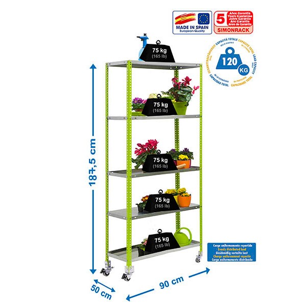 Estantería SIMONRACK Simongarden comfort mob. 5/500 verde/galva