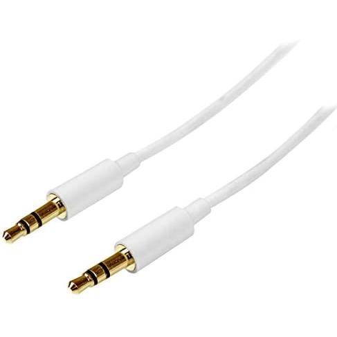 Startech.com cable de 2 metros delgado de audio estereo mini jack de 3,5mm - blanco - macho a macho,garantia lifetime