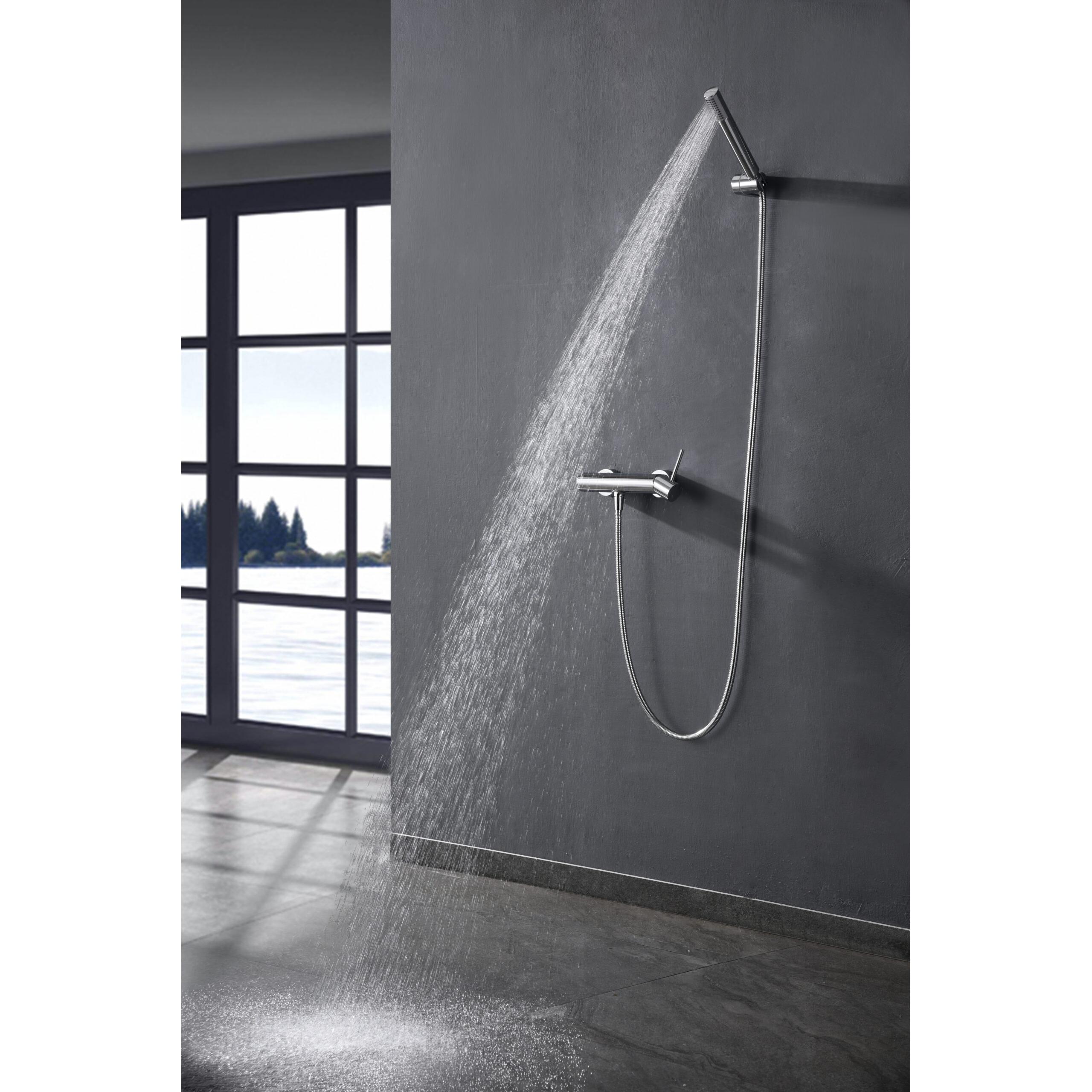 IMEX - Grifo Monomando Ducha con Alcachofa y Flexo  Grifo Mezclador de Bañera y Ducha con Soporte para Alcachofa  Grifería Ducha con Caudal de 12L/min  Serie Monza  Color Cromado