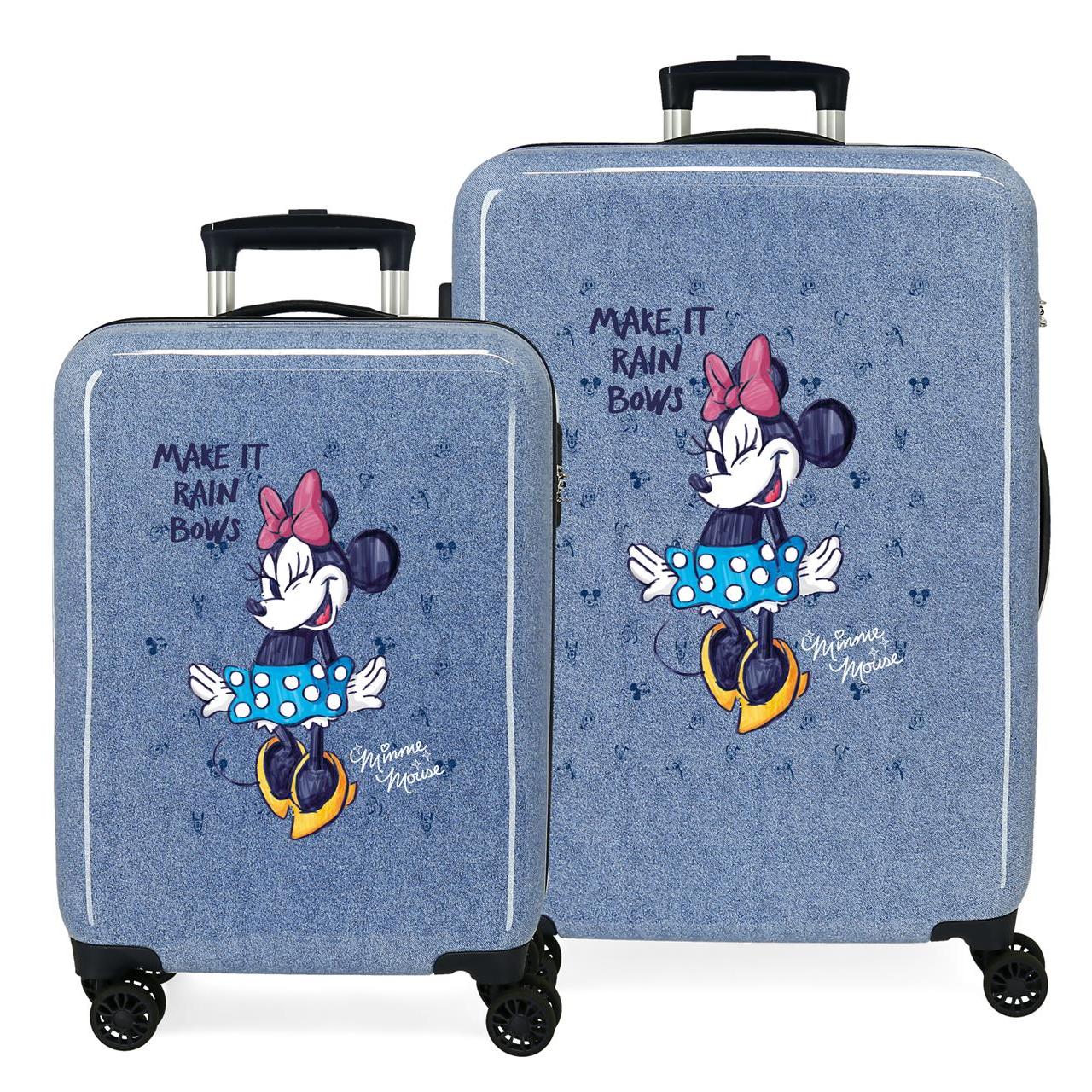Disney Minnie Juego De Maletas ABS Rígida Make It Rain Bows Azul