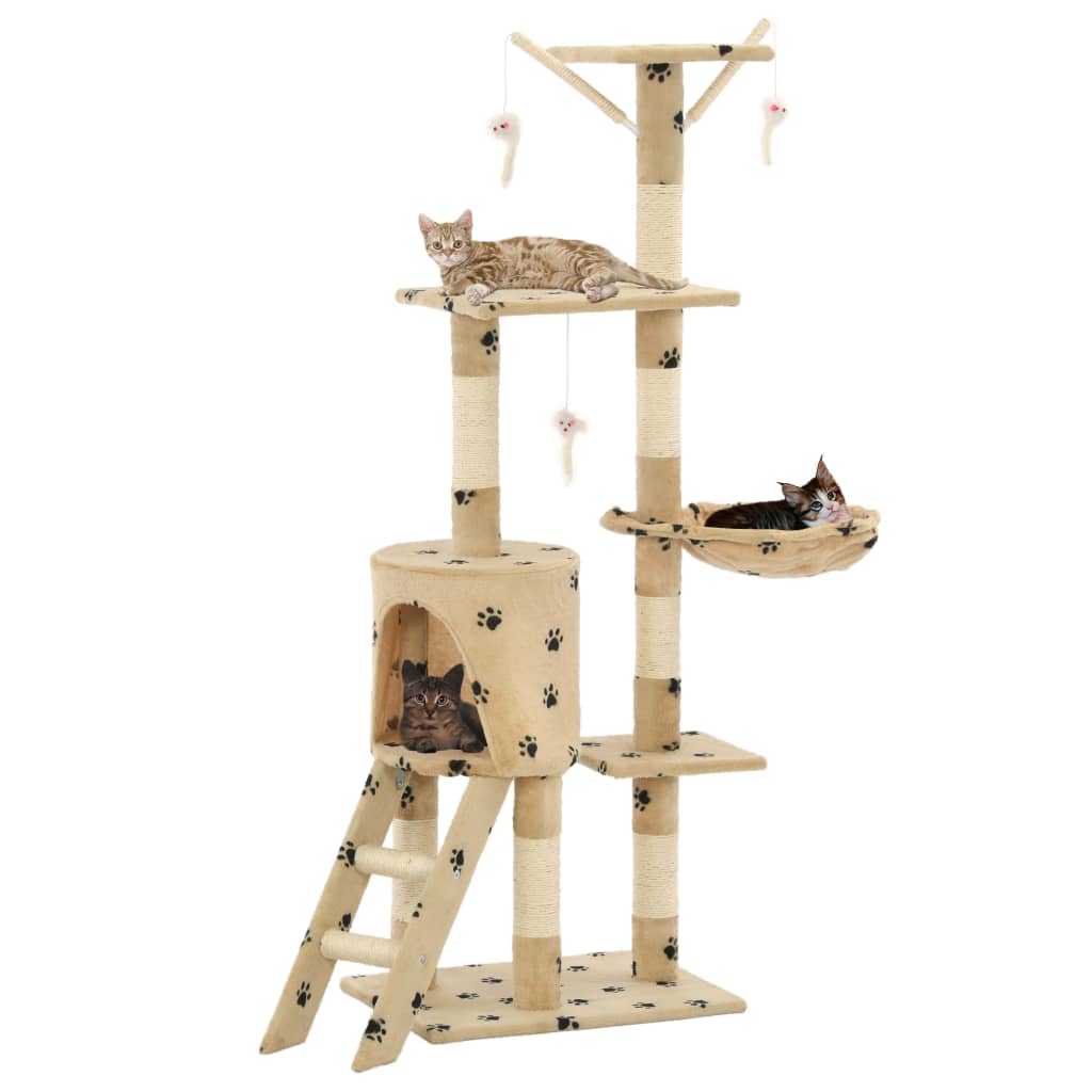 vidaXL Rascador para Gatos Poste Sisal 138 cm Árbol Arañar Juguete Color Azul oscuro,  Beige,  Gris y mas