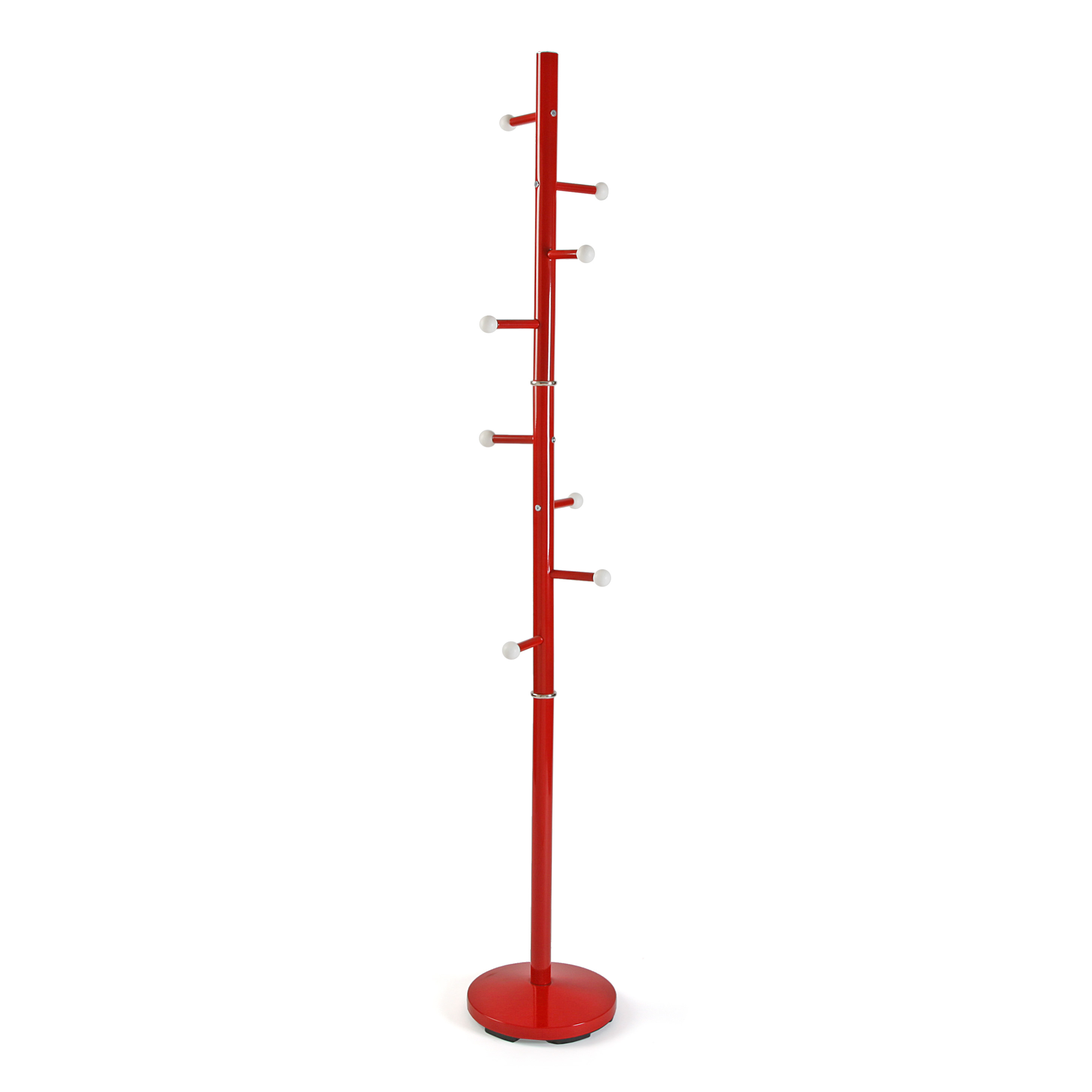 Versa Ruan Perchero de Pie de Estilo Minimalista, con 9 Ganchos o Colgadores para Ropa o Bolsos para el Recibidor, Medidas (Al x L x An) 173 x 28 x 28 cm, Metal, Color Rojo