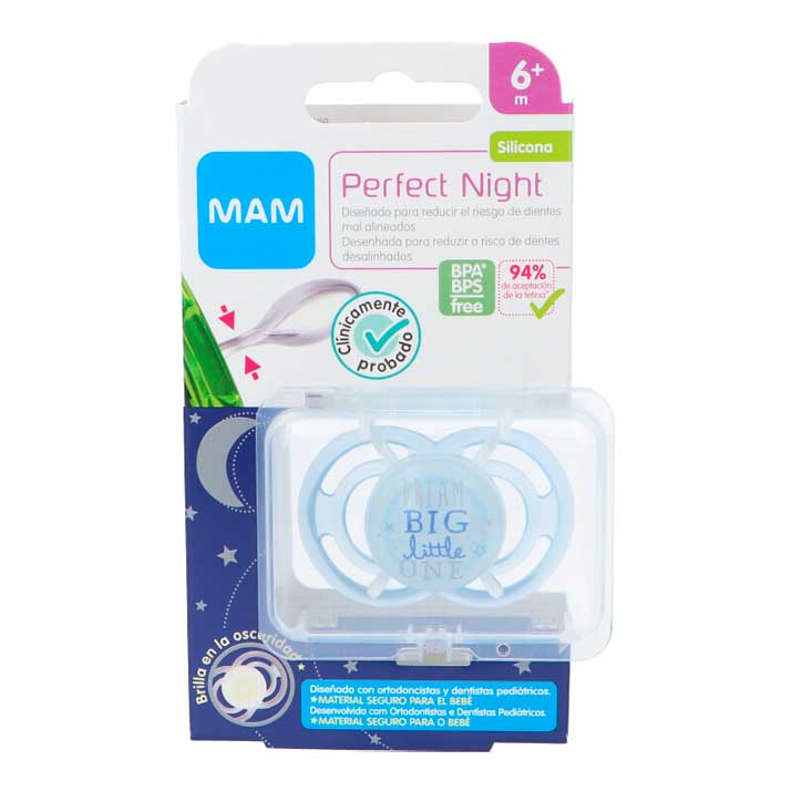 Mam Chupete Perfect Night 6+ Silicona 1Ud Azul