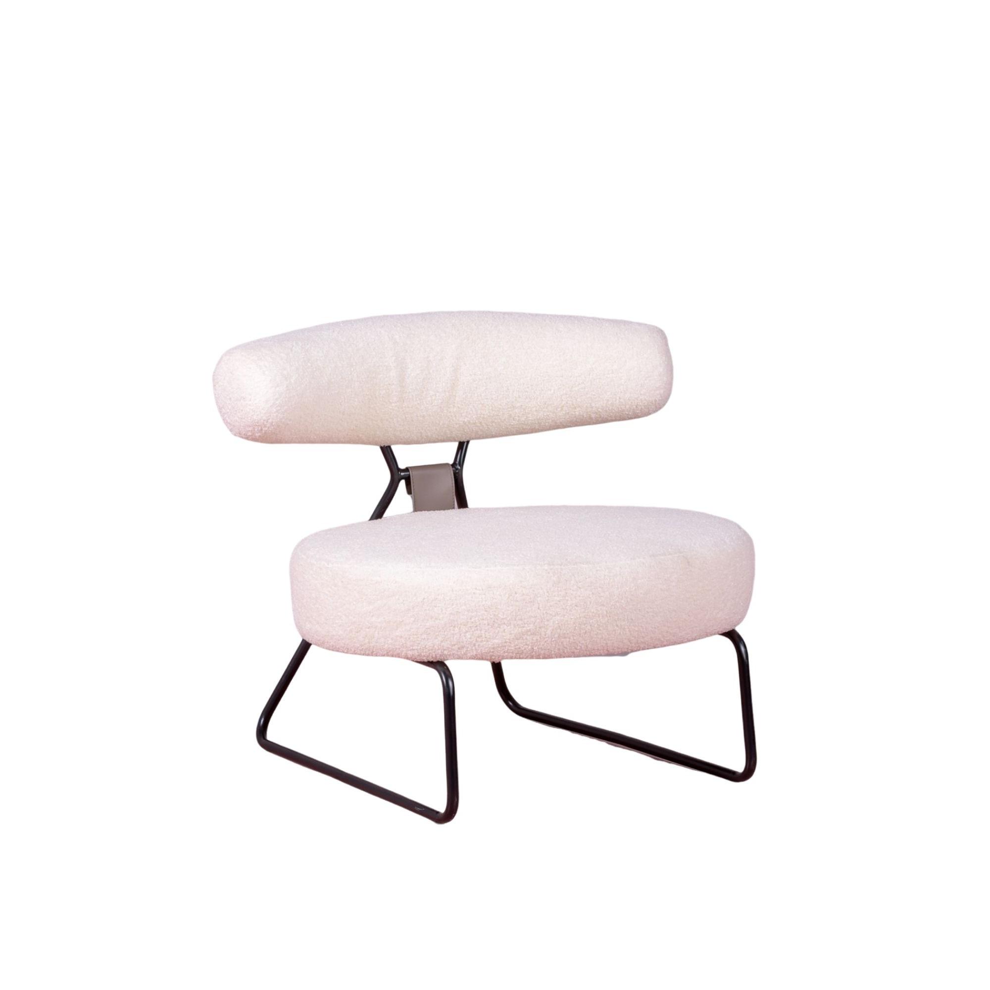 Nest Dream - Sillón de diseño tapizado en bouclé y patas de acero - Oxford