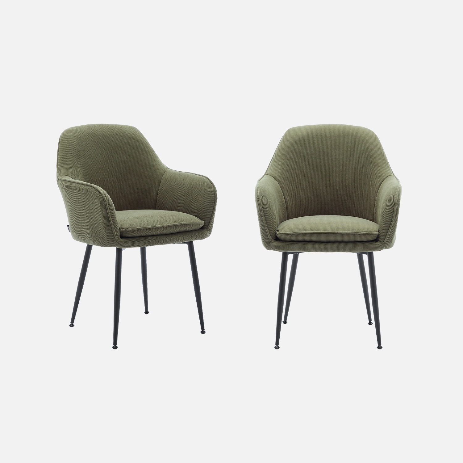 sweeek - Sillón de pana con patas de metal negro mate, set de 2 , Shella pana , 57x59x84