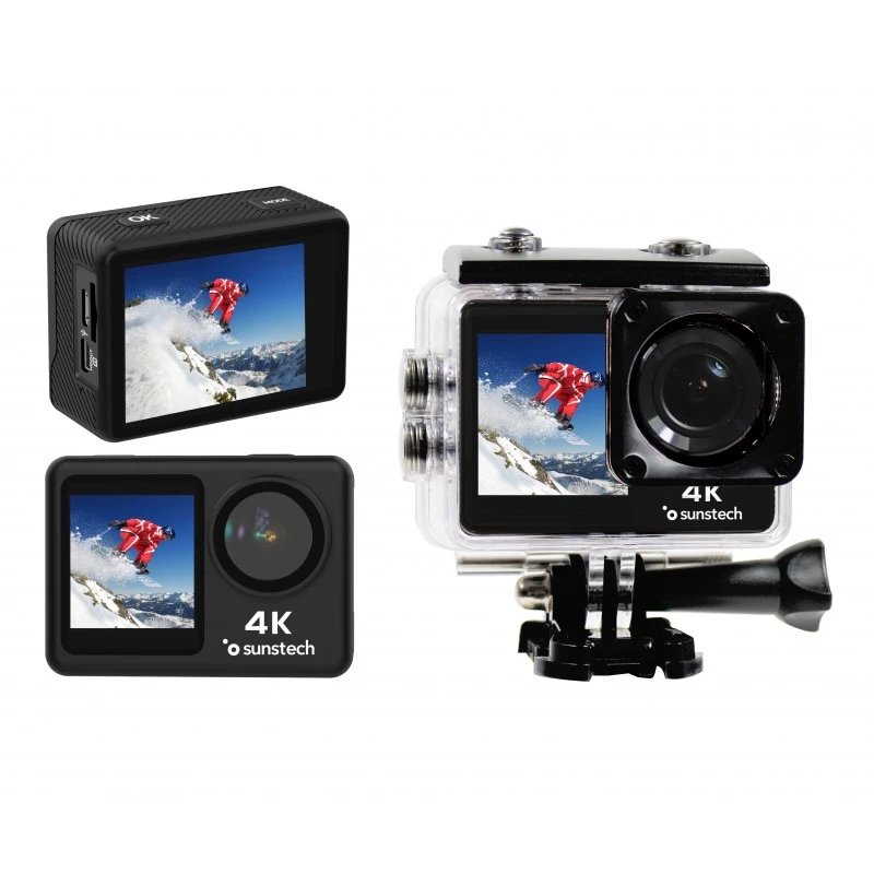 Sunstech - Cámara deportiva ADVENTURE4K 4K Ultra HD 16 Mpx con pantalla de 2.0 pulgadas y lente gran angular 170º para acción y aventura