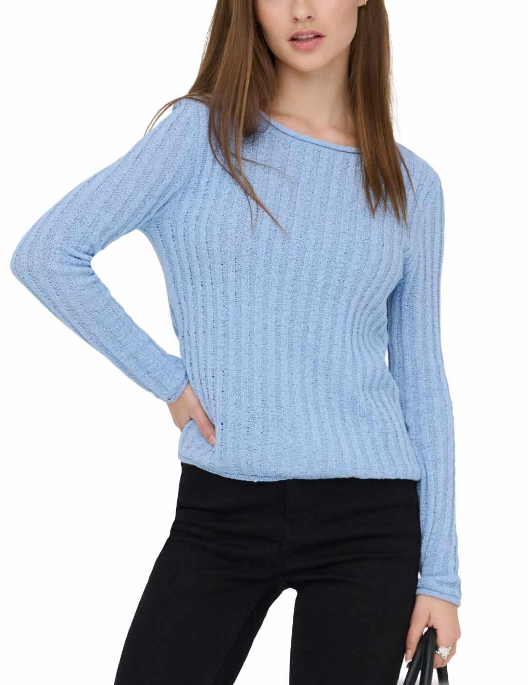 Camiseta Only Pamela manga larga azul claro para mujer