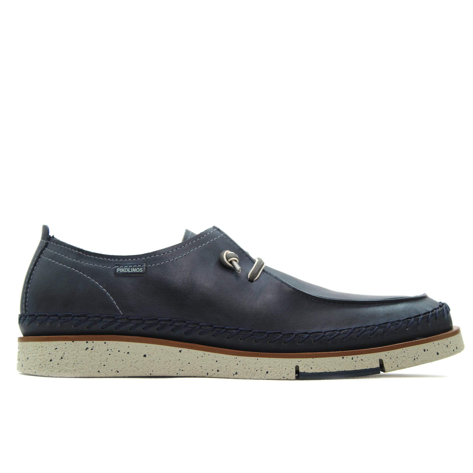 Pikolinos M6L-4274C1 Mocasín náutico de piel,cordón elástico,suela blanca de goma,casual para caballero