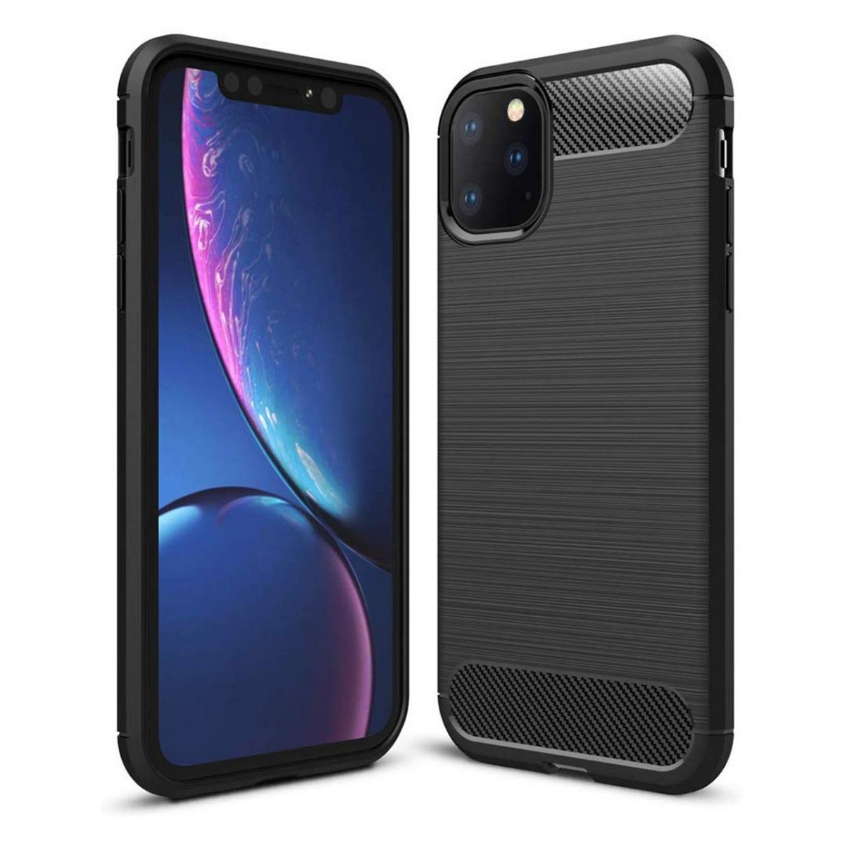 Tumundosmartphone Funda Gel Tpu Tipo Carbon Negra para Iphone 11 Pro Max (6.5)