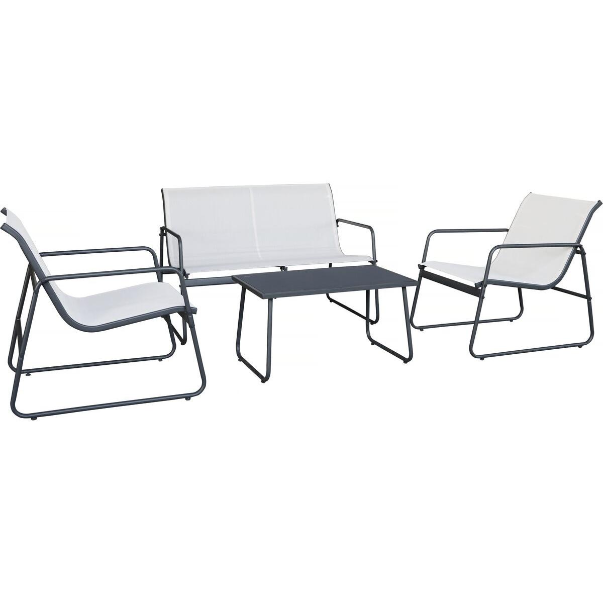 Habitat y Jardin - Conjunto de muebles de jardín de metal "Fortaleza" - 4 plazas - Beige