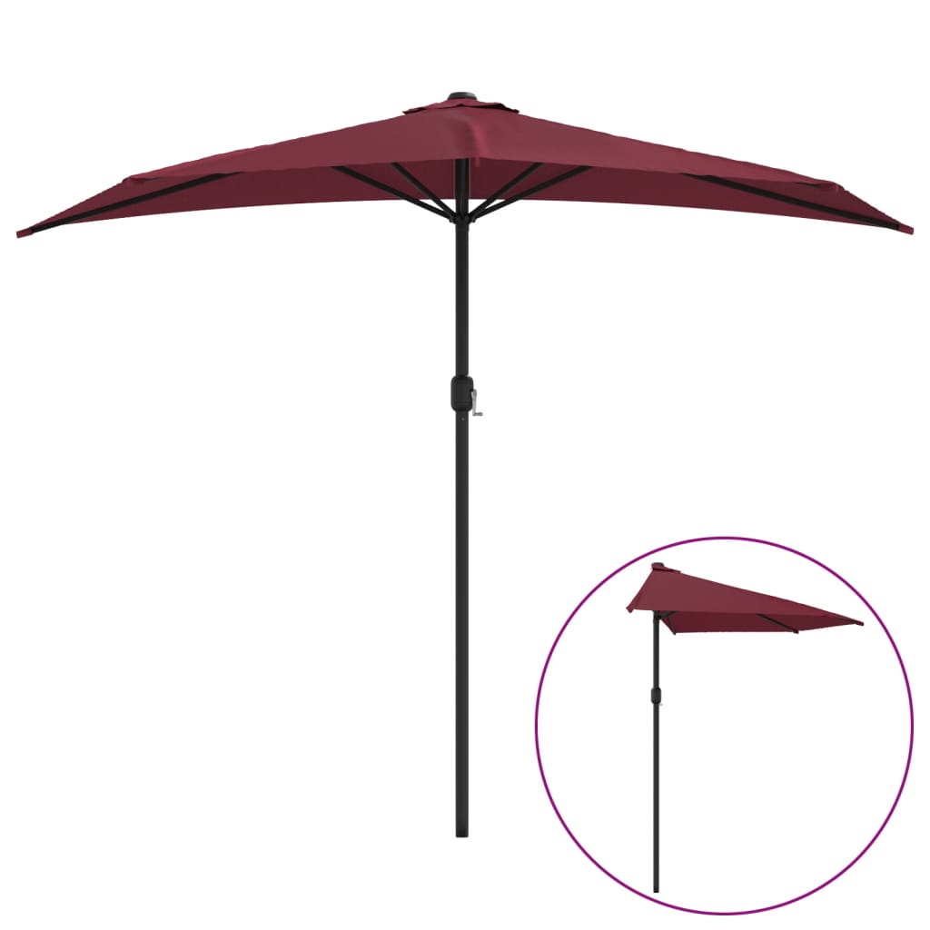 vidaXL Sombrilla balcón semicircular palo aluminio 300x155x223cm Color Taupe Oscuro, Rojo burdeos, Terracota