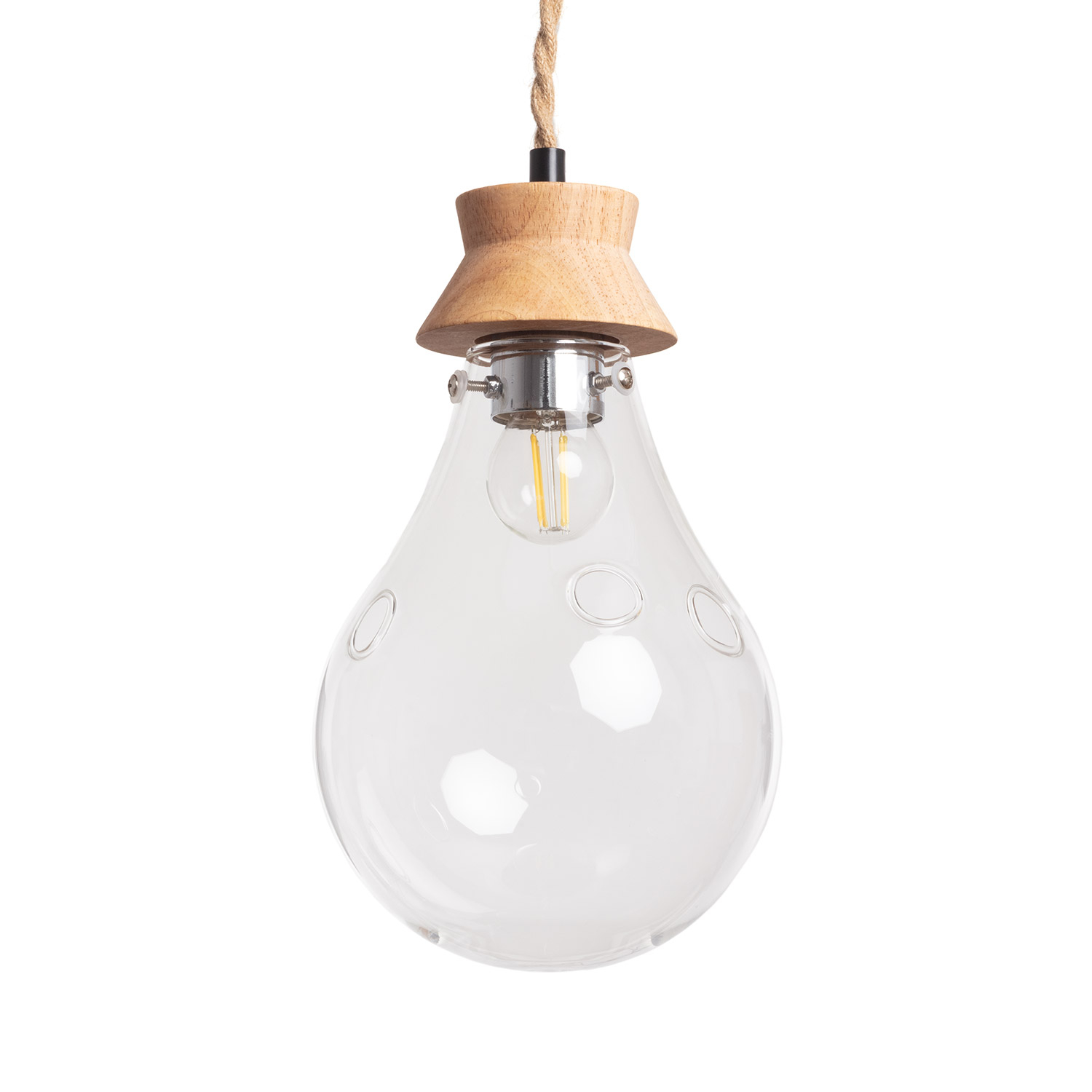 Ledkia Lámpara Colgante Madera y Cristal Kathu Bumbieris ILUZZIA - Diseño Único y Elegante