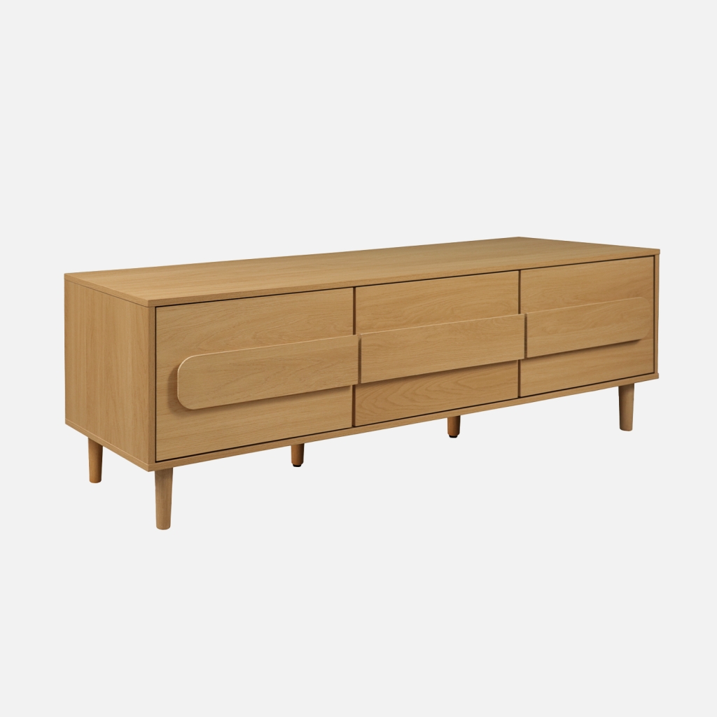 sweeek - Mueble de TV vintage con efecto madera y 3 puertas, 150cm , Juliana , 150x45x52
