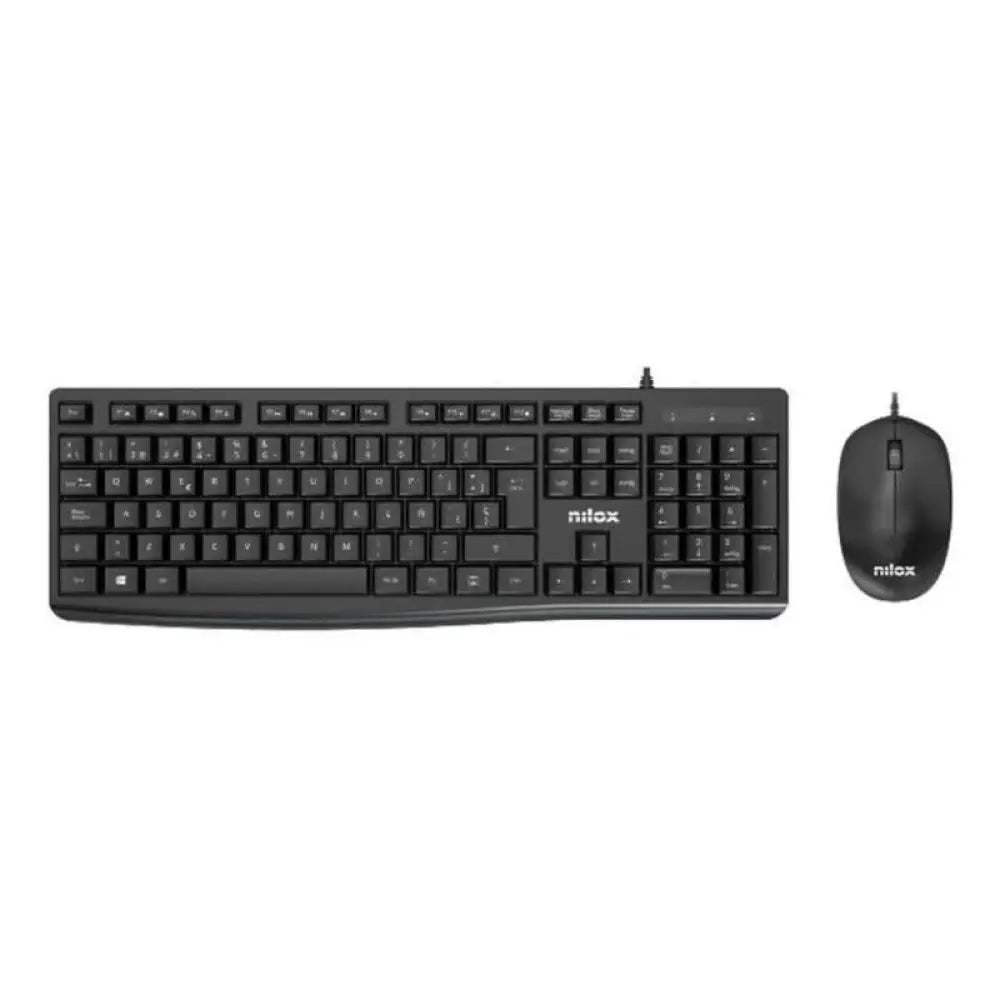 Nilox Combo de Teclado y Ratón con Cable Negro QWERTY Español
