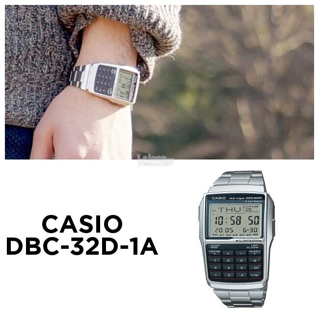 Reloj Casio DBC-32D DataBank Calculadora Acero Retro