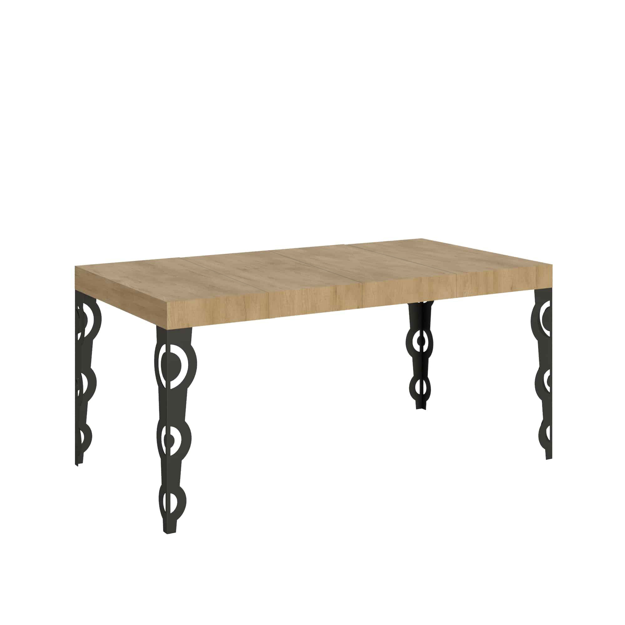 Mesa extensible Karamay Premium 140/400x90 cm roble natural con patas antracita - Itamoby