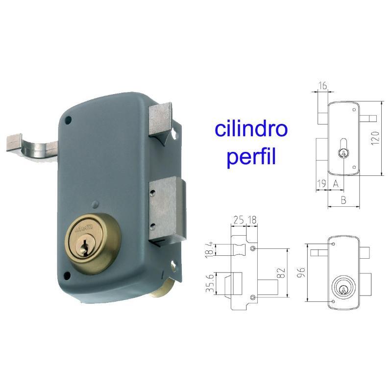 Mcm cerradura sobreponer 2556ap-  60-izqda pintada cilindro perf