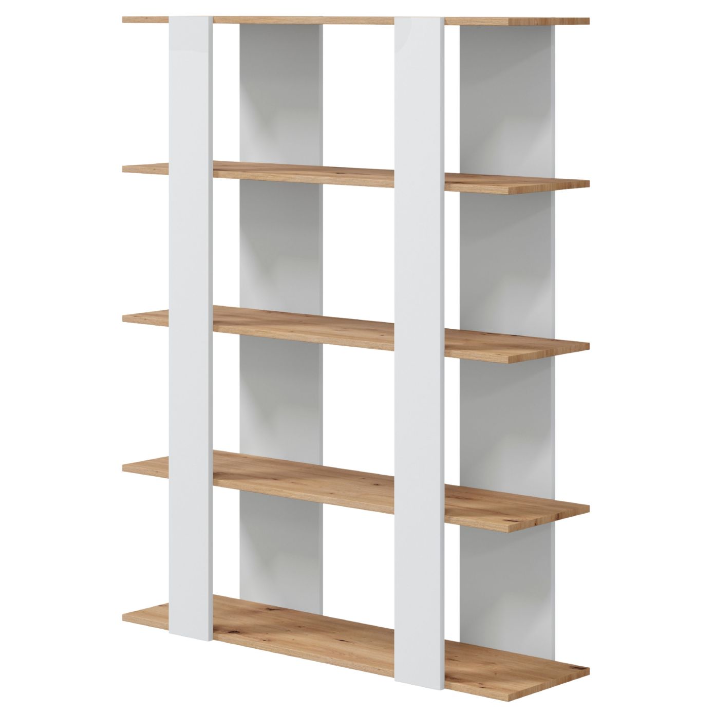 Miroytengo Estantería Salón Deia Blanca Artik y Roble Nodi 136x108x31 cm