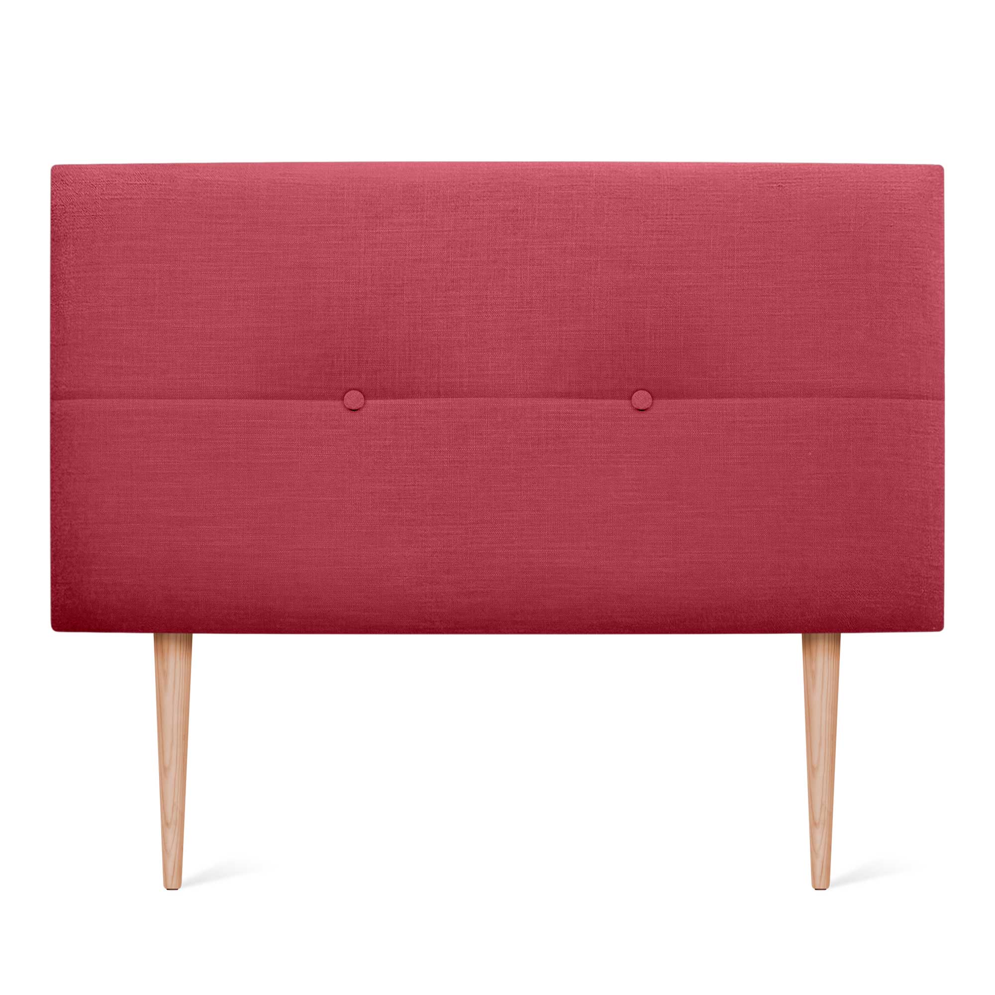 DHOME Cabecero de Lino Natural con Botones y Patas de Madera Cabezal Tapizado Cama Dormitorio Moderno
